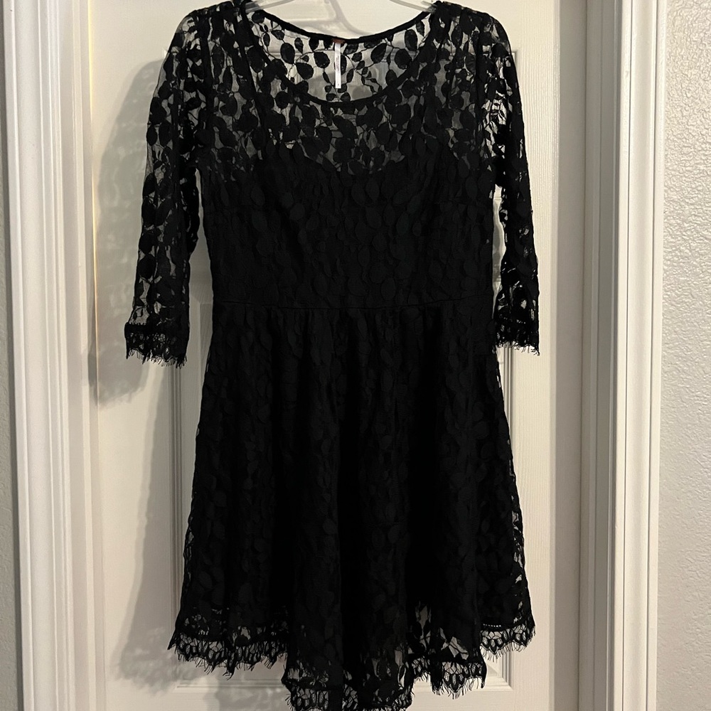 Free people black lace overlay dress